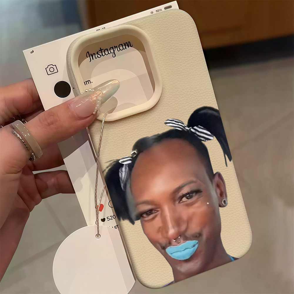 🦢สำหรับ iPhone 11 13 CASE FOR เคสไอโฟน 15 14 12 Pro Max 7 8 Plus X XR XS MAX เคสโทรศัพท์พื้นผิวลิ้นจี่ ตลกคู่หางม้า ชาย - รูปที่ 3