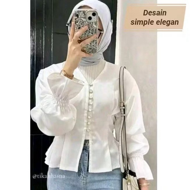 DOLLAR - ZJD BLOUSE ELGA LONG SLEEVE BALLOON / Shadira Top Blouse / Hijab Friendly Womens Blouse Top