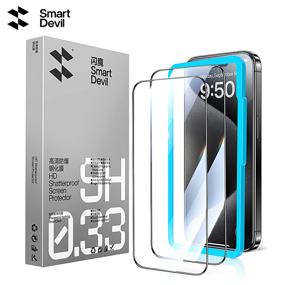 SmartDevil กระจกนิรภัย 9D สําหรับ iPhone 15 15 Plus 15Pro Max