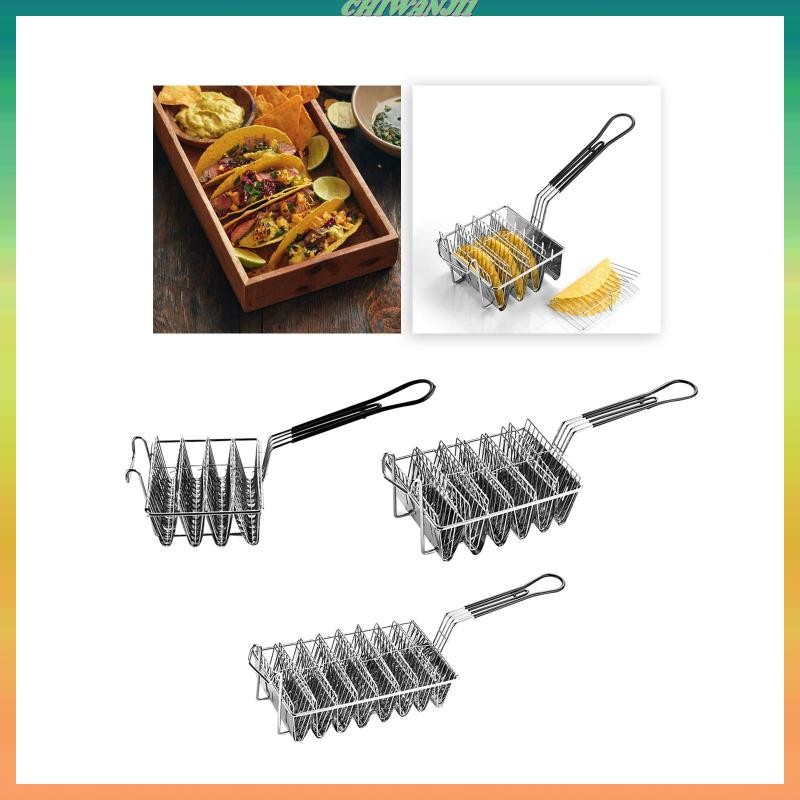 [ Chiwanji1] Taco Basket Taco Rack Fryer ตะกร้าทอดพร้อมที่จับด้ามจับ Taco Shell Fryer Professional ส