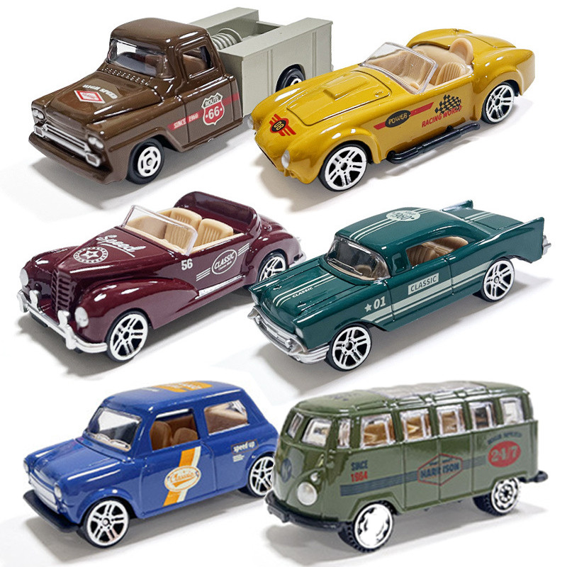 1:64 Retroรถคลาสสิกเด็กสไลด์รถของเล่นMini Diecastรถรุ่นสําหรับของขวัญเด็ก