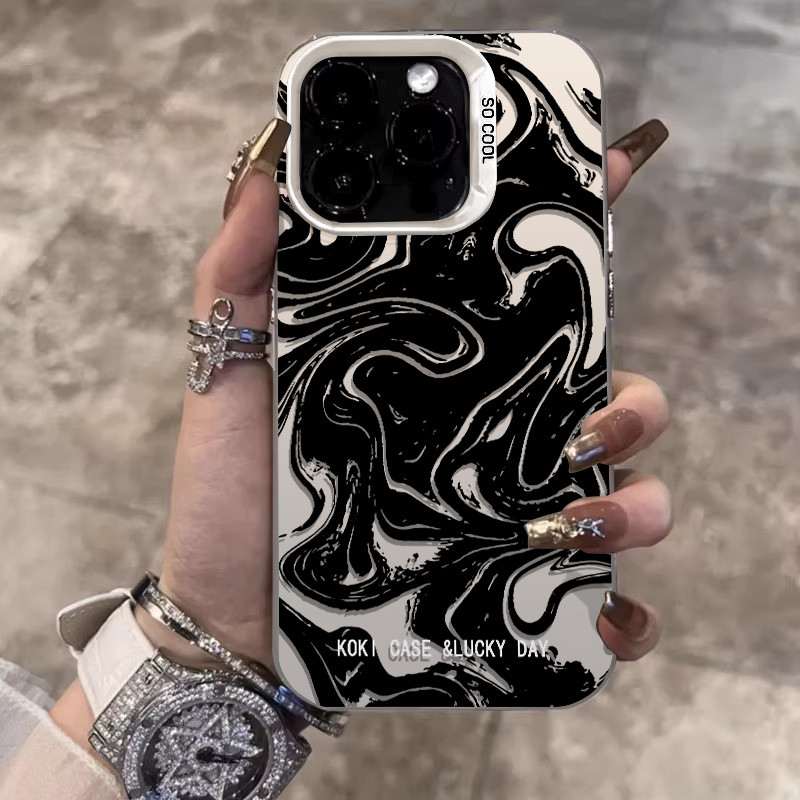 ❤️จัดส่งทันที❤️เคสไอโฟน11 12 13 14 15 16 17 Pro Max black ink matte shockproof Case For iPhone XR,XS,7/8P,LUS,14+,16PM
