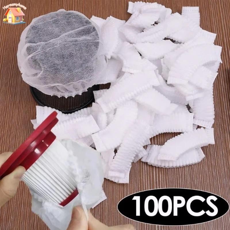 ฝาครอบป้องกันตัวกรองทําความสะอาดแบบใช้แล้วทิ้งที่ทนทาน 100 ชิ้น - ตาข่ายป้องกันการอุดตันไม่ทอสําหรับเครื่องดูดฝุ่น