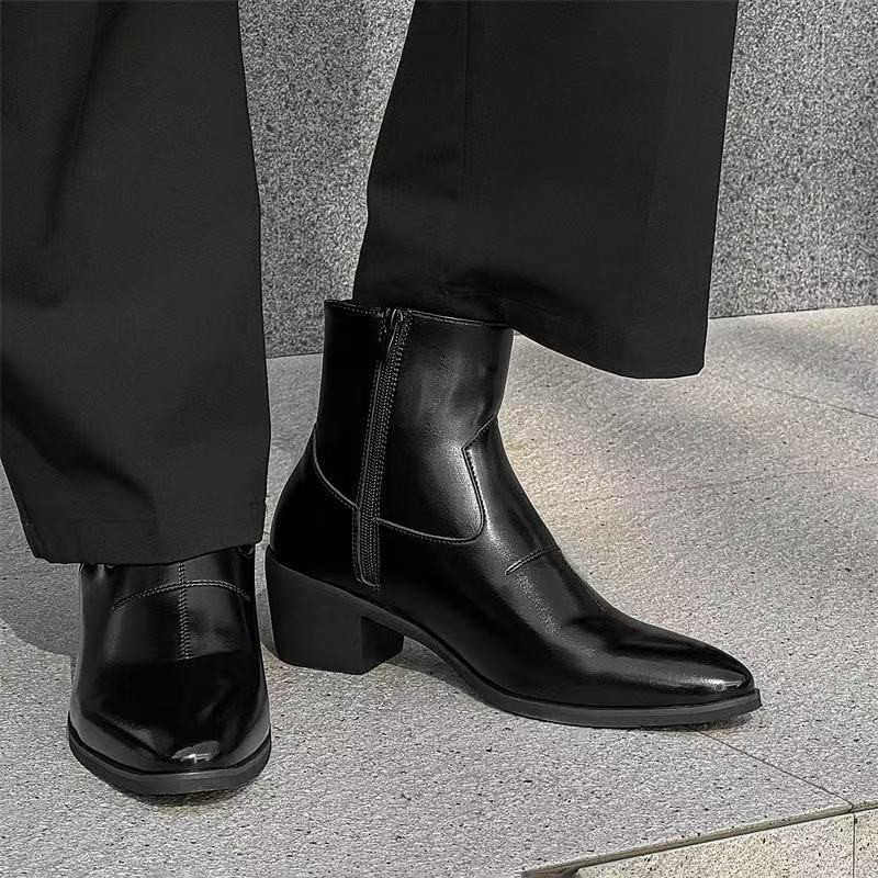 Man รองเท้าเชลซี Vintage รองเท้าบูทหุ้มข้อสั้น Retro Medium Cut รองเท้าหนังส้นลําลอง