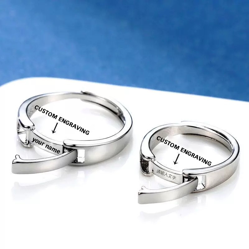 ฉัน แกะสลักชื่อและวันที่ครบรอบ,แหวนคู่ปรับ,กันน้ําและจางหาย,ของขวัญครบรอบที่สมบูรณ์แบบสําหรับเขา & ของเธอ - รูปที่ 4