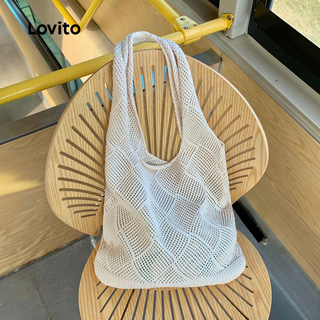 Lovito กระเป๋าสะพายไหล่ใบเล็กสำหรับเดินทางท่องเที่ยวช่วงฤดูร้อนแบบเรียบง่ายสำหรับผู้หญิง LFA72073