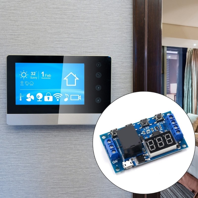 AOTO DC6-30V รีเลย์หน่วงเวลาโมดูลปรับ 0 1s 999min Cycle Timers หน้าจอ LED สําหรับโครงการอิเล็กทรอนิก