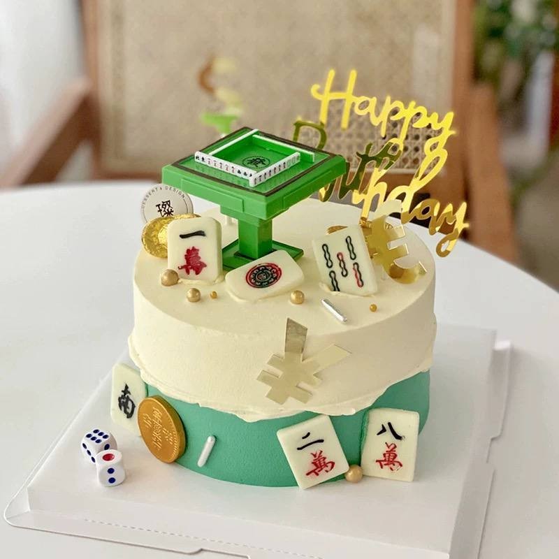 MAHJONG TABLE CAKE TOPPER/MAHJONG CAKE DECORTATION/MAHJONG FATHERS DAY CAKE DECORTATIONS