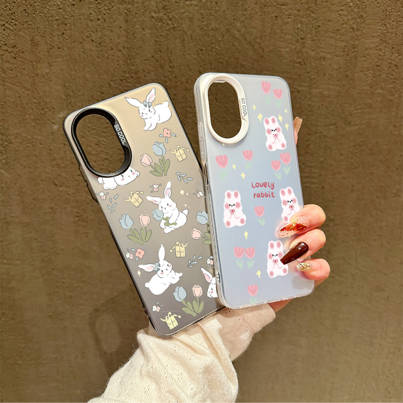 สำหรับ OPPO A18 A38 A15 A15s A60 A35 A17 A17K A79 5Gกระต่ายรักดอกไม้ OPPOA57(4G) A77 A77S(4G)