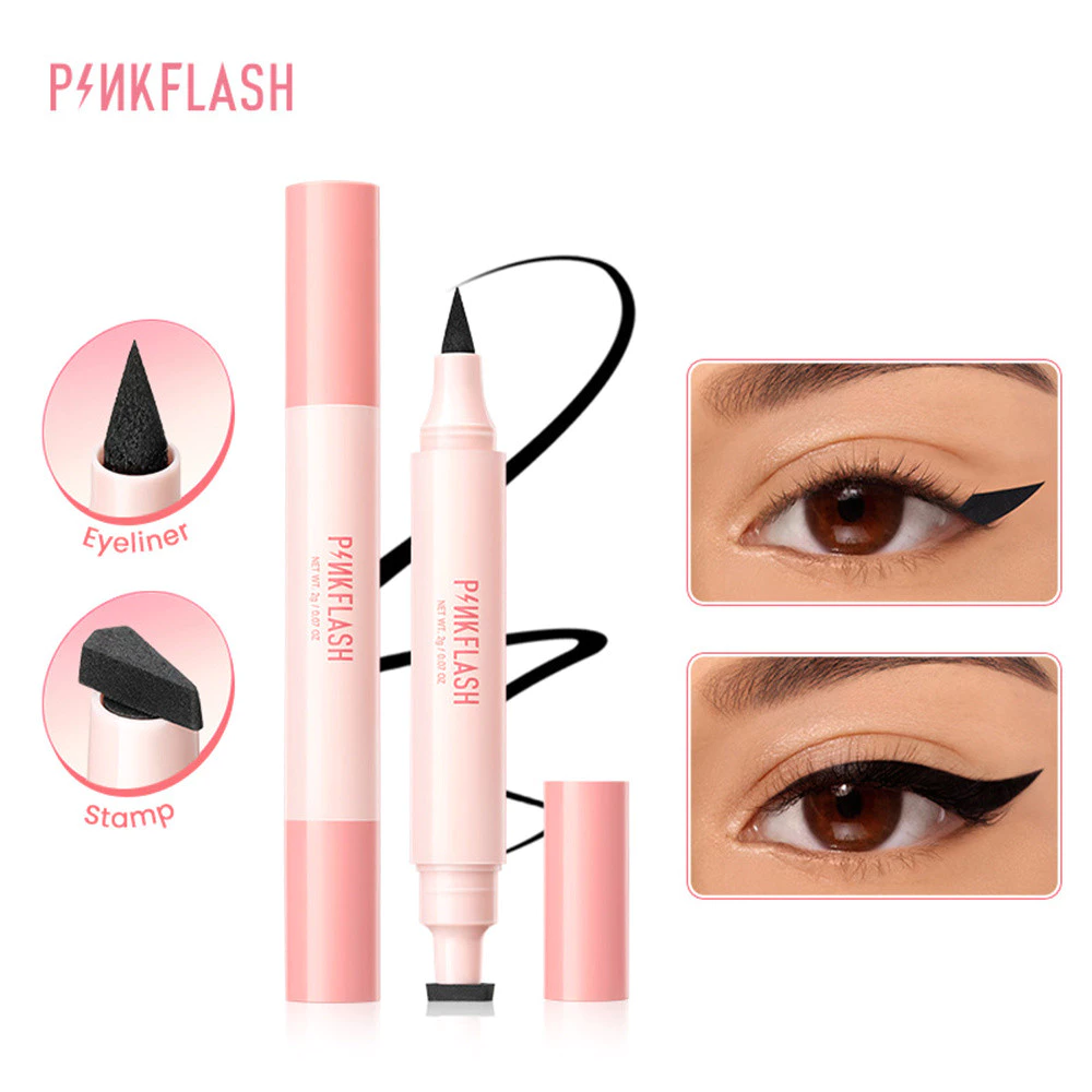 อายไลเนอร์กันน้ำติดทนนาน 2 ชิ้น PINKFLASH Seal Silkworm Eyeliner เครื่องสำอางสำหรับดวงตา ปากกาอายไลเนอร์แบบน้ำ