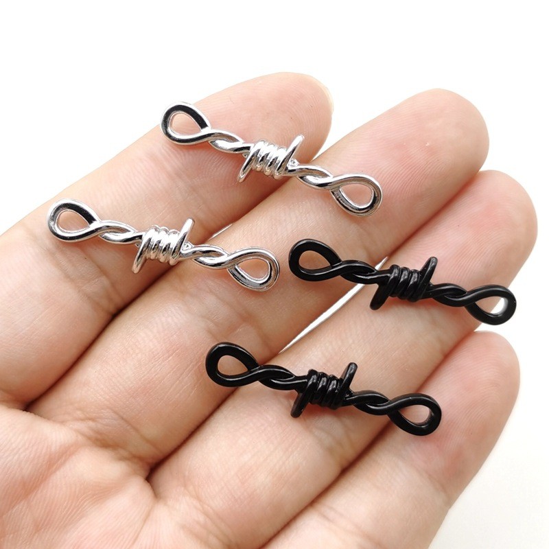 จี้สไตล์วินเทจพังก์ DIY ทำจากสังกะสีอัลลอยด์ – จี้รูปตัวเลขแปดและหนามกุหลาบสำหรับทำเครื่องประดับแฮนด์เมด