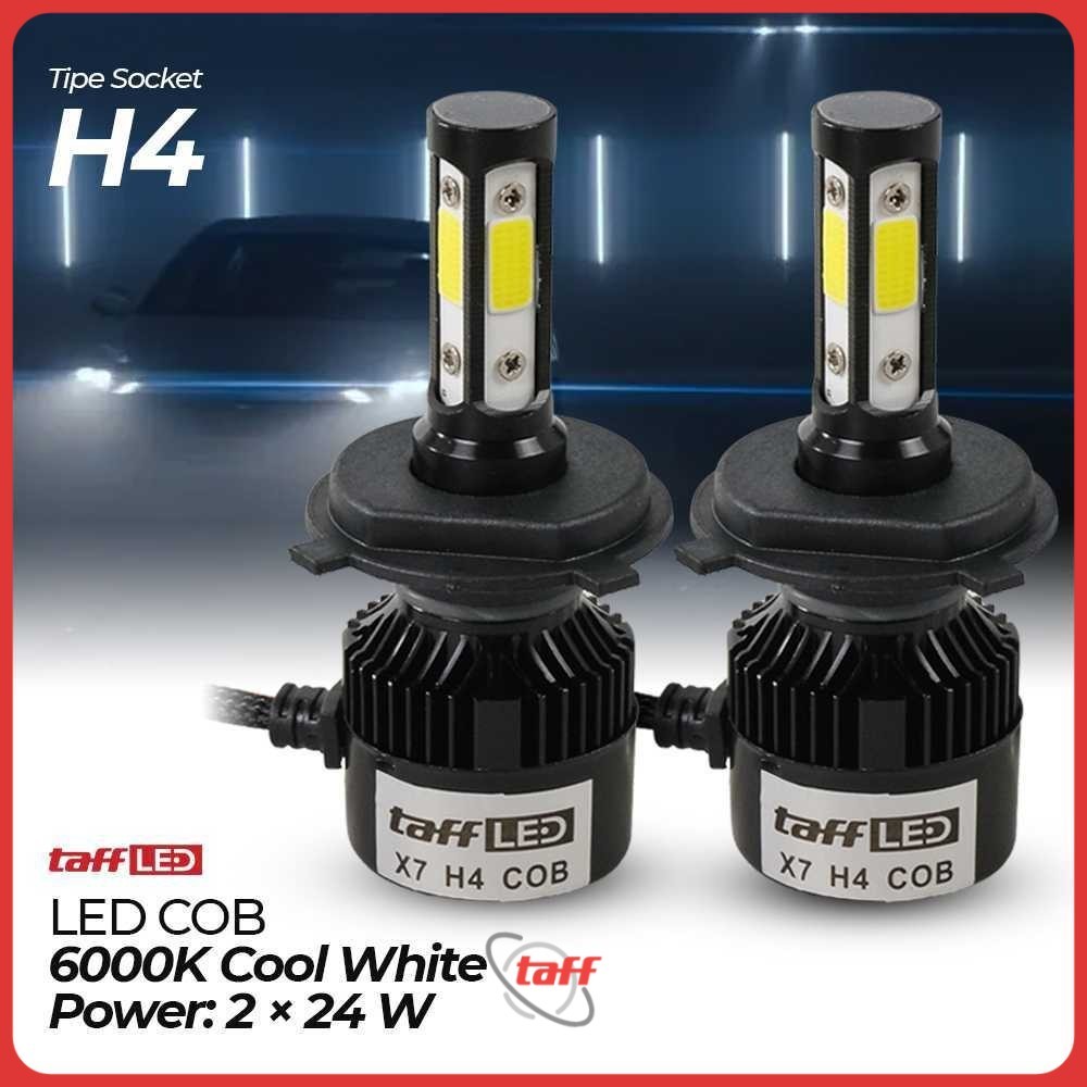 TaffLED X7 ไฟหน้ารถ LED COB ไฟหน้า H4 Cool White 2 ชิ้น - 75818-4CN
