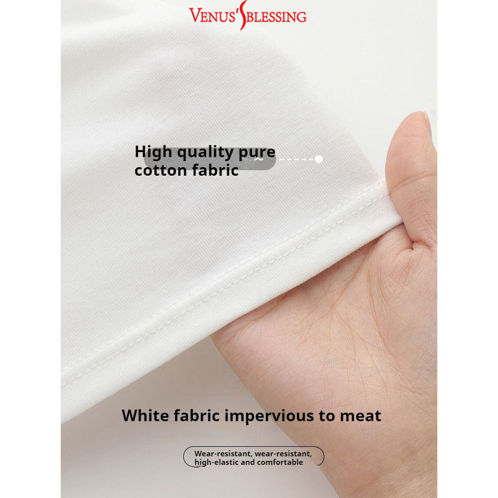 ( Ready Stock ) 2-in-1 95% ผ้าฝ้ายแท้สายสะพายไหล่กว้างเสื้อกล้ามสีขาวผู้หญิงมีแผ่นรองหน้าอกเสื้อแขนกุดริ้วรอย - รูปที่ 7