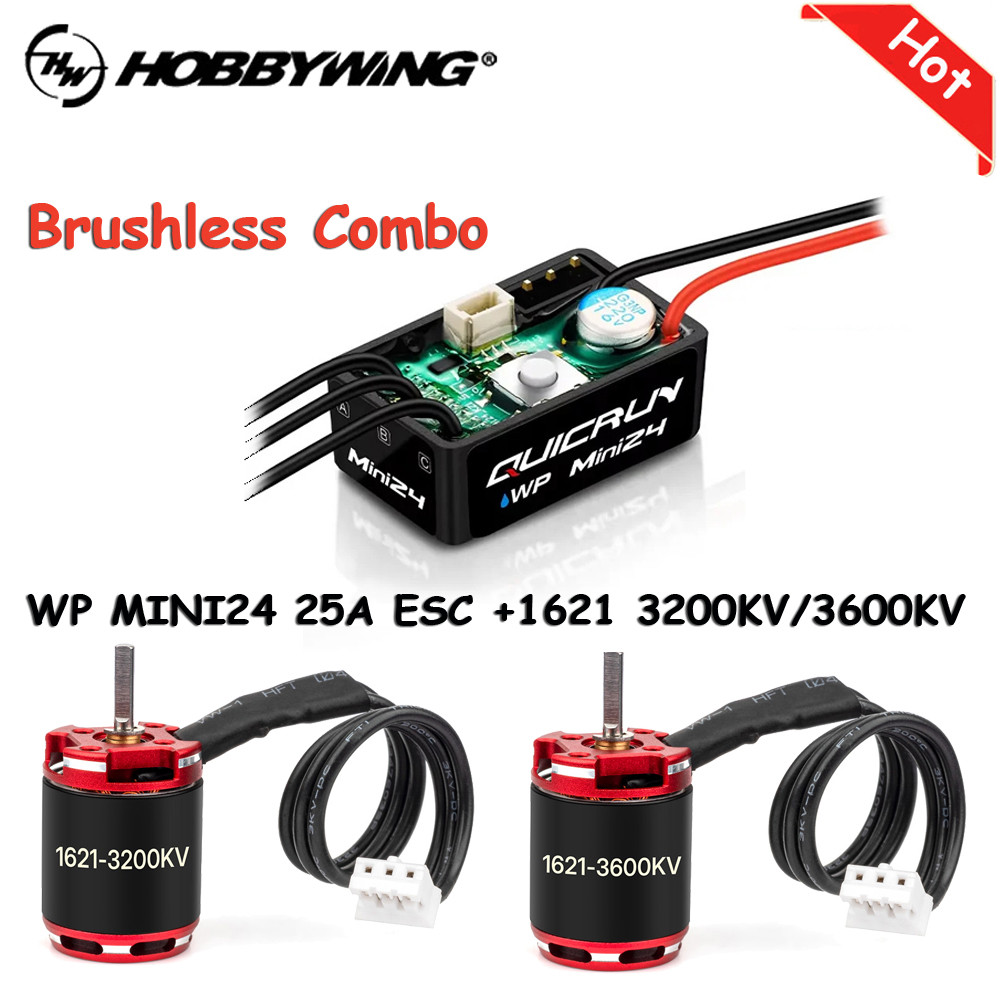 Hobbywing QuicRun WP Mini24 25A 2-3S w/RC Outrunner มอเตอร์ 1621 3200KV/3600KV สําหรับ 1/24 1/18 RC 