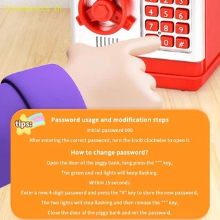 TimeHee 1 ชิ้นเครื่องมืออัตโนมัติเด็ก Piggy Bank ปลอดภัยเหรียญเงินสดเงินฝากรหัสผ่านกล่องครอบครัว Interactive ATM กระปุกออมสิน TH