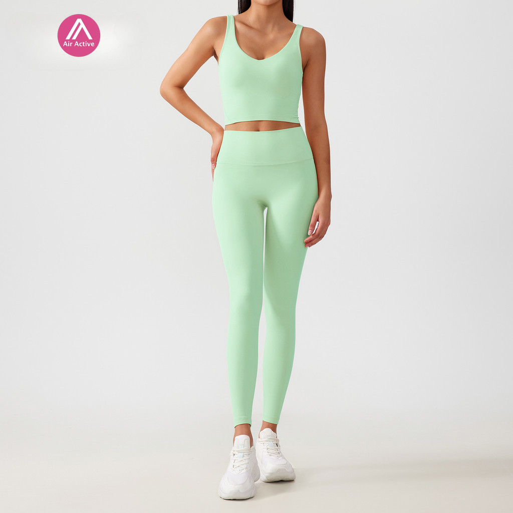 Airactive Leisure Yoga Sports Set Fixed Pads U-shaped Back Sports Bra And High Waist Sports Pants Leggings