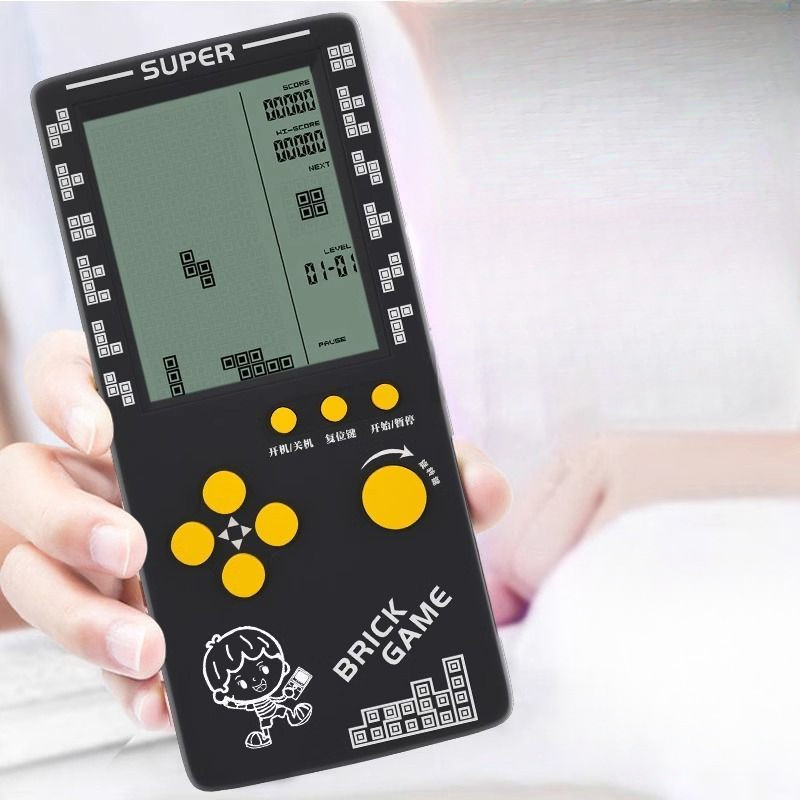 คอนโซลเกม Tetris ขนาดใหญ่แท้ แบบพกพาสำหรับนักเรียนชั้นประถม เกมปริศนาที่ชาร์จได้