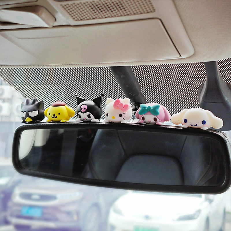 5/6pcs Sanrio HelloKitty My Melody Kuromi Cinnamoroll ทนทานน่ารัก 3D การ์ตูนแดชบอร์ดรถตกแต่งสําหรับตกแต่งรถ