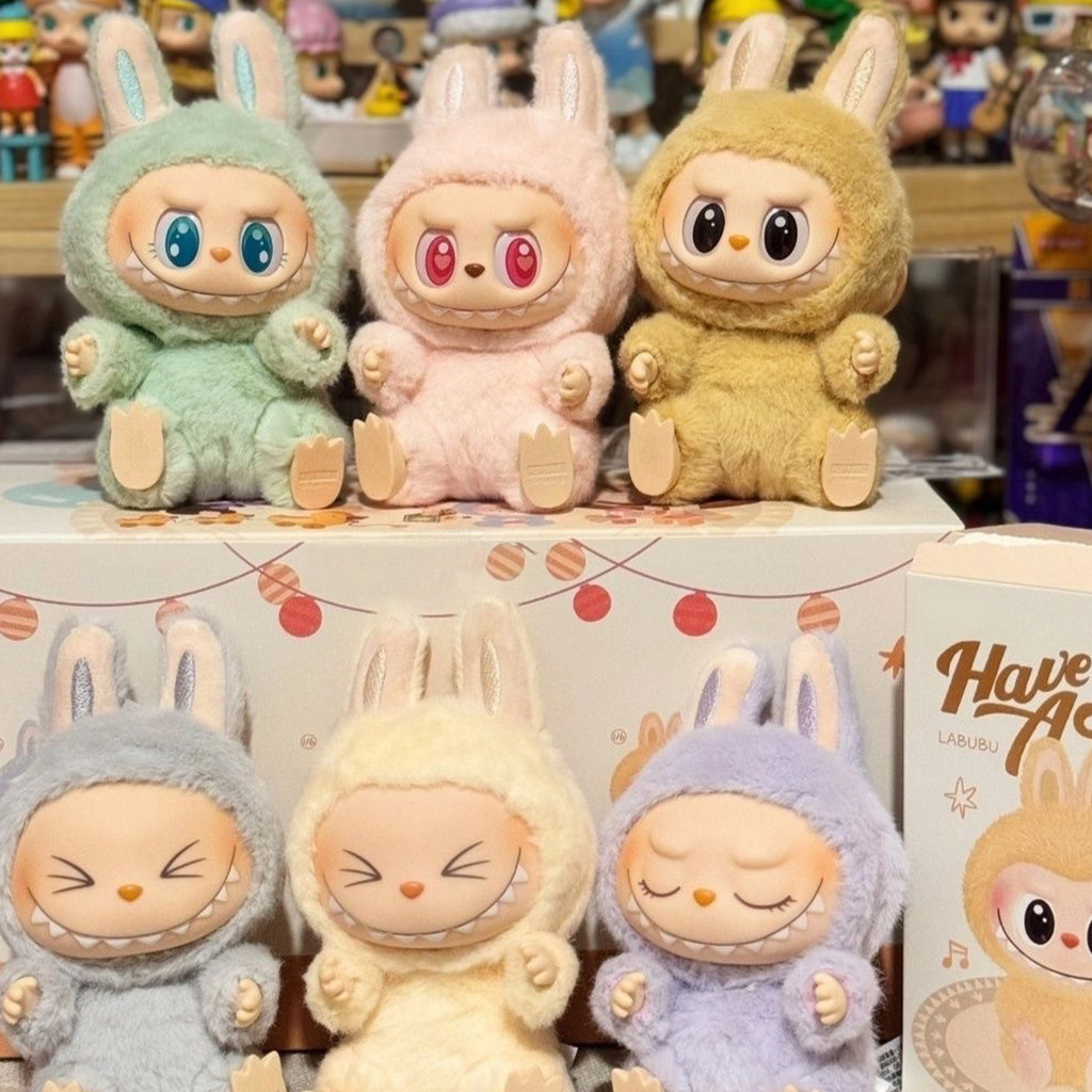 1pc นั่ง Party Labubu V2 Macaroon ไวนิล Face กล่องตาบอดตุ๊กตาของเล่น Key Chain Unofficial สินค้าของแท้
