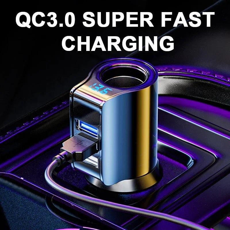 96w QC3.0 3.1A USB Car Charger 3 พอร์ต 12-24V ไฟแช็ก Super Fast Socket Adapter จัดแต่งทรงผม ราคา ถูกที่สุด ดีลบีเคเค แกลเลอรีภาพที่ 5