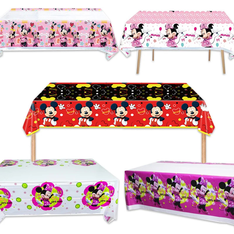 1 ชิ้น/ล็อต Disney Mickey Mouse ผ้าปูโต๊ะ Happy Birthday Supplies ตกแต่ง Tablecover Baby Shower คริสต์มาสพลาสติกบนโต๊ะอาหาร