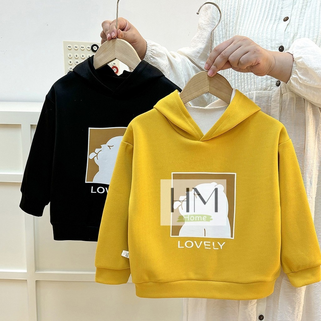 เสื้อกันหนาวแฟชั่น เสื้อกันหนาวเด็ก ฮู้ดกันหนาวเด็ก ผ้าอุ่นๆ สกรีนลายหมี