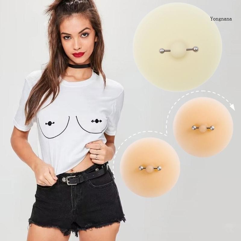 Womens Nipple Cover with Piercing Reusable Adhesive Pasties Lingerie Breast Pads