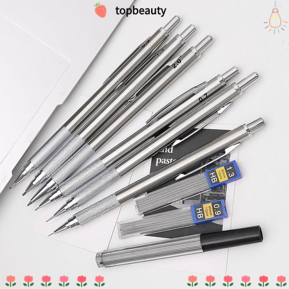 Topbeauty ดินสอกด, Sketch Comics Design Drawing Writing Tool ดินสออัตโนมัติ, โลหะเรียบง่าย 0.3/0.5/0.7/0.9/1.3/2.0/3.0MM ดินสอ Propelling นักเรียน