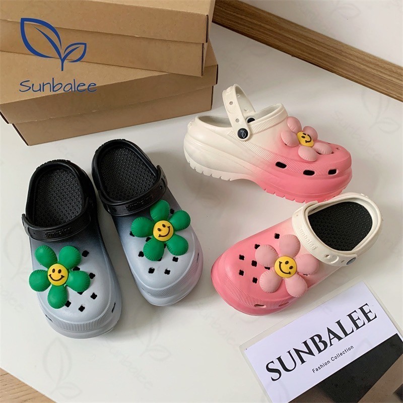 SUNBALEE 🌷 SUN8694-2T รองเท้าหัวโต แถมตัวติด เสริมส้นสูง สไตล์เกาหลี สีพาสเทล วัสดุ EVA สินค้าพร้อมส่ง