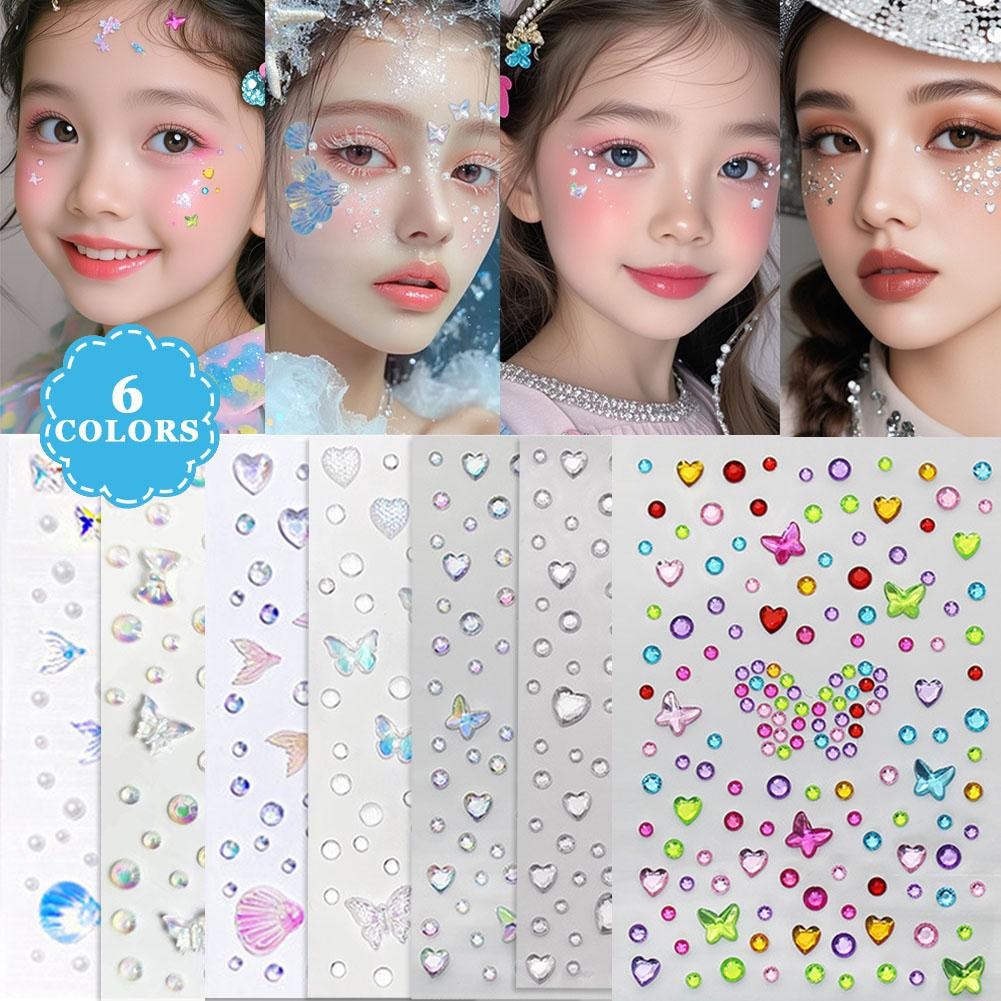 เลียนแบบสติกเกอร์แต่งหน้าเกล็ดปลาสติกเกอร์ใบหน้าเลื่อมสติกเกอร์ใบหน้าแต่งหน้า โอ4โอ2
