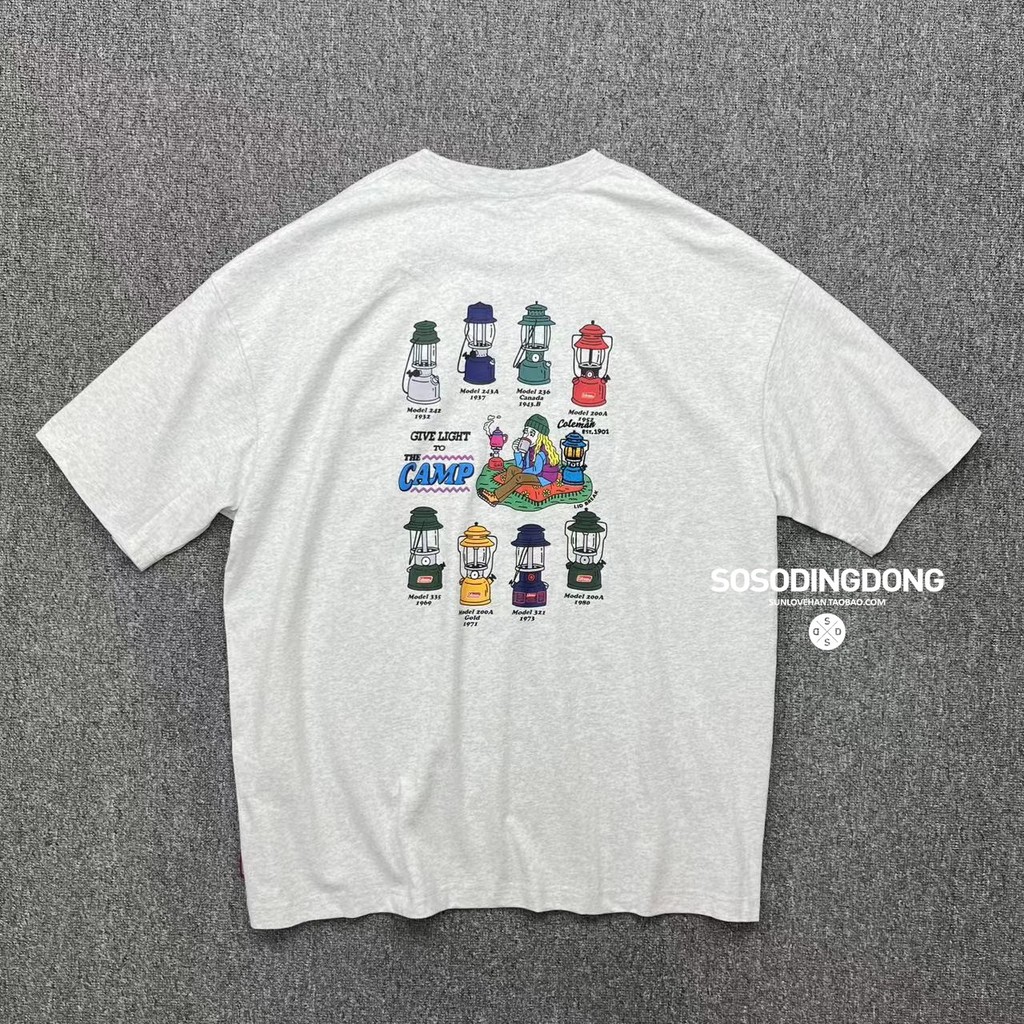 Coleman x FREAKS STORE Camping Outdoor Style Print 100% Premium Cotton Casual Loose Short Sleeve T-Shirt