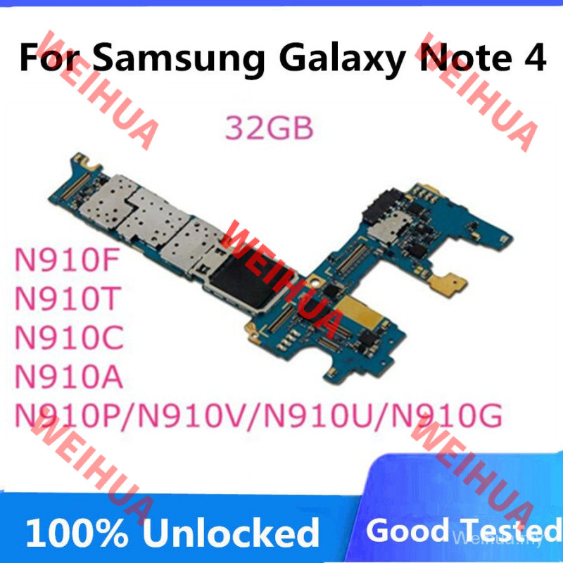 เมนบอร์ด Samsung สําหรับ Note 4 32GB ปลดล็อค N910F N910T N910C N910A N910P N910V N910U N910G อะไหล่ 