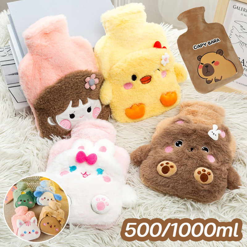 พร้อมส่ง ถุงน้ำร้อน capybara คลายหนาวแก้ปวดเมื่อย ประคบร้อน ลายการ์ตูนน่ารัก ความจุ 500/1000ml