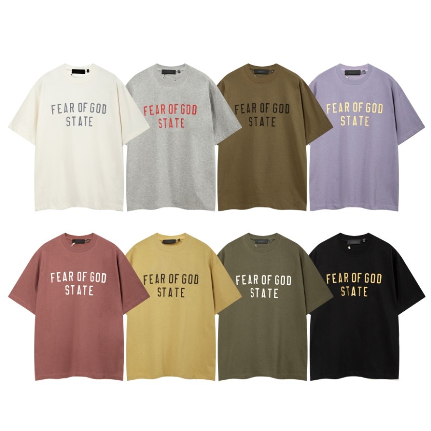 พร้อมสต็อก FOG Fear of God Essentials Review Letter Printing Logo Short Sleeve Youth Men and Women