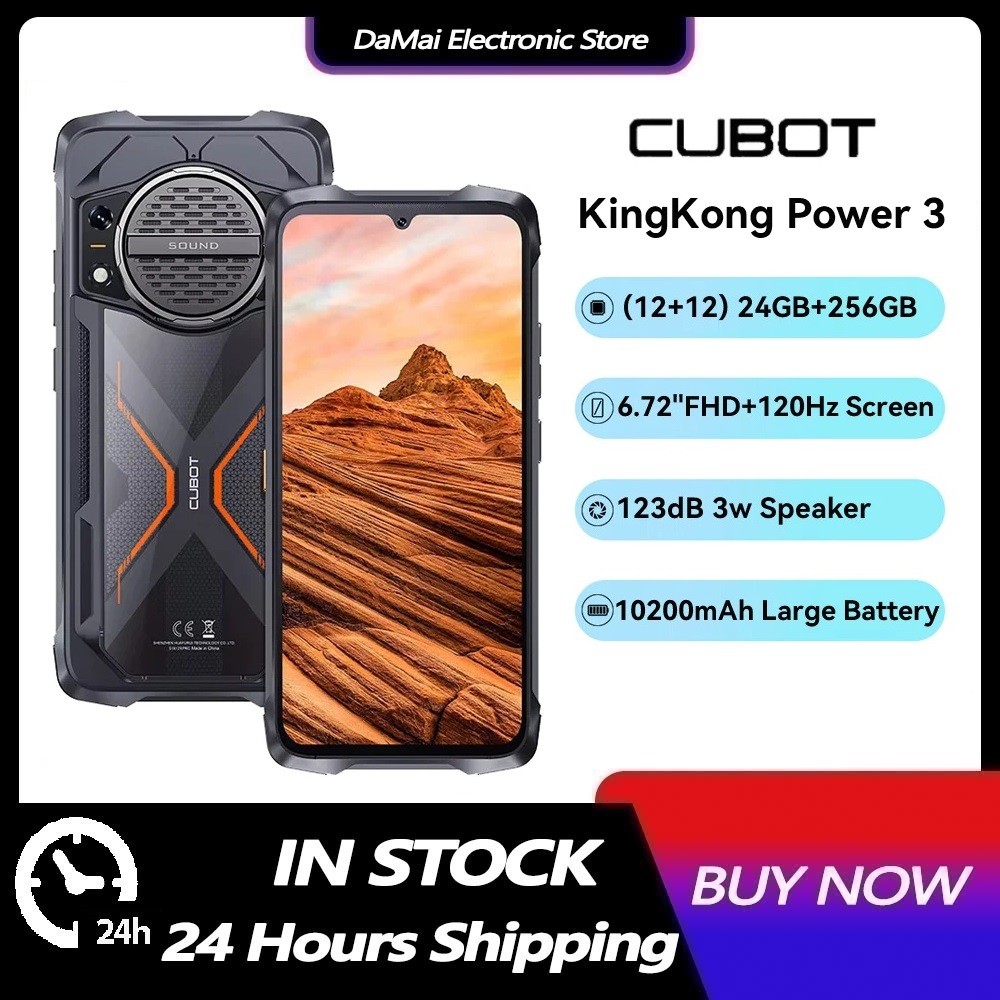 Cubot KingKong Power 3 สมาร์ทโฟนที่ทนทาน 123dB ลําโพง Helio G99 6.72 "120Hz หน้าจอ 6GB/12GB + 256GB 
