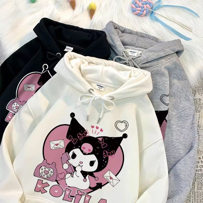 การ์ตูน คุโรมิ แขนยาว หมวก ผู้หญิงหลวม คลุมด้วยผ้า เสื้อกันหนาวสไตล์เกาหลีเสื้อลําลอง