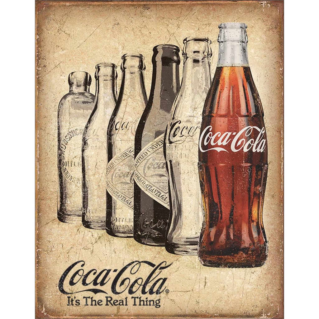 Fun SIG2252 Coca-Cola ป้ายดีบุกโลหะของจริง โลหะคลาสสิกครีม