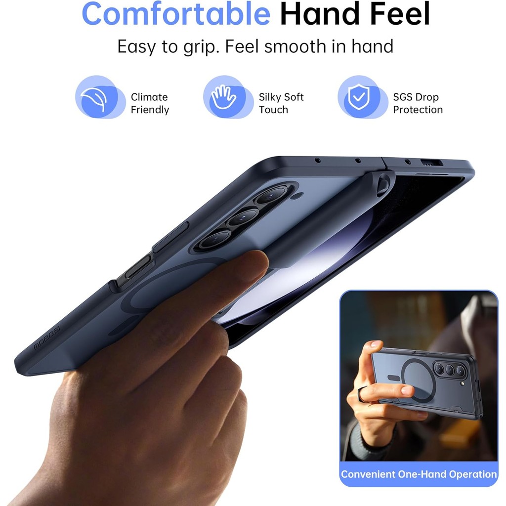 MOBOSI สำหรับ เคส Z Fold 5 Z Fold 6 สีดำ บานพับแม่เหล็ก ปกป้องหน้าจอเต็มจอ - รูปที่ 5