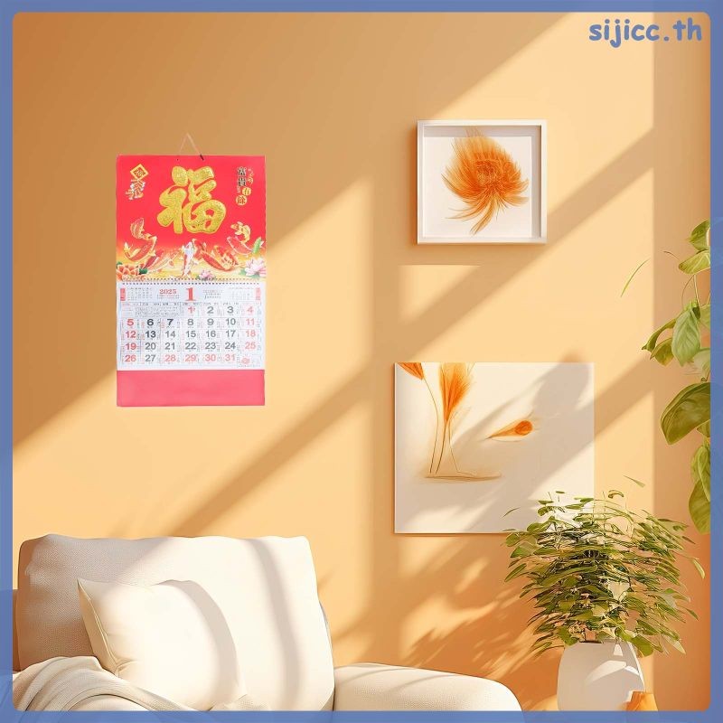 ปฏิทินจุติแขวนผนังตรุษจีน 2025 กระเป๋า 68.00X36.50X0.50CM กระดาษสํานักงาน sijicc
