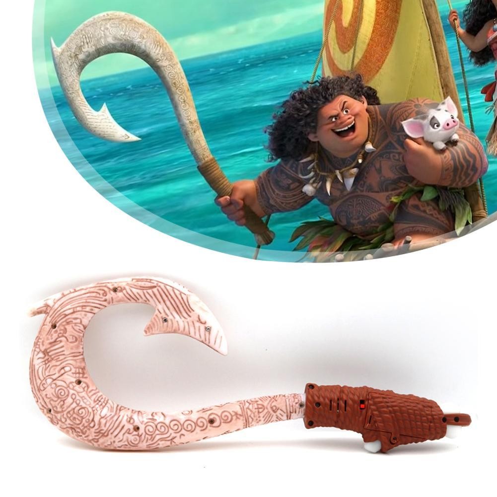 Moana ตะขอปลาการ์ตูนผจญภัยมหาสมุทรเด็กบทบาทเล่น Prop คอสเพลย์ Maui พร้อมไฟ A8U6
