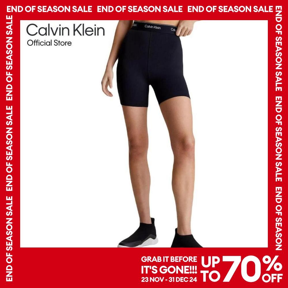 CALVIN KLEIN กางเกงเลกกิ้งขาสั้น เอวสูง High Waist Shorts รุ่น GWS4L728 BAE - สีดำ