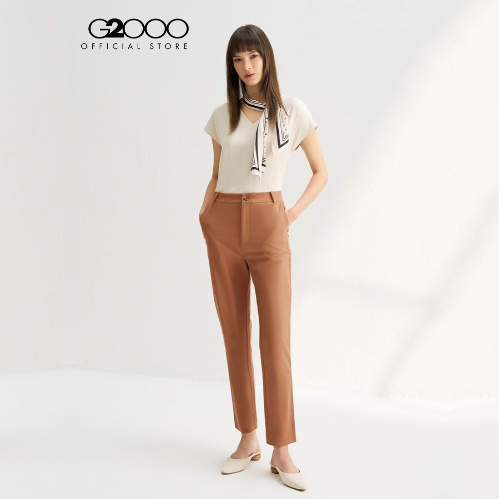G2000 กางเกงขายาวสำหรับผู้หญิง ทรง Ankle Cigarette Shape รุ่น 4126321638 BROWN