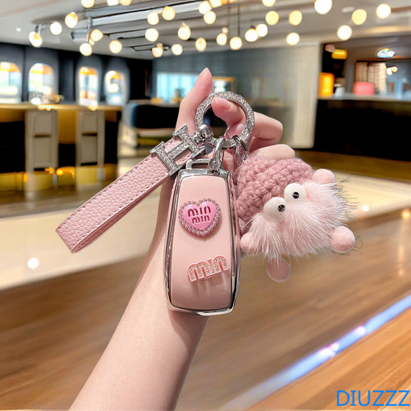 สีชมพู TPU รถ Remote Key สําหรับ Mercedes Benz ACES Class GLC CLA W222 W223 W212 W204 W205 W206 W213 W176 W177 AMG พวงกุญแจ KeyChain ผู้ถือ
