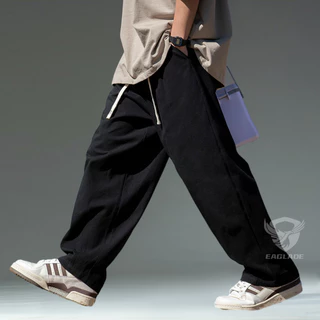 Eaglade Tactical Cargo Baggy Loose Pants for Men K2148 สีดํา B02