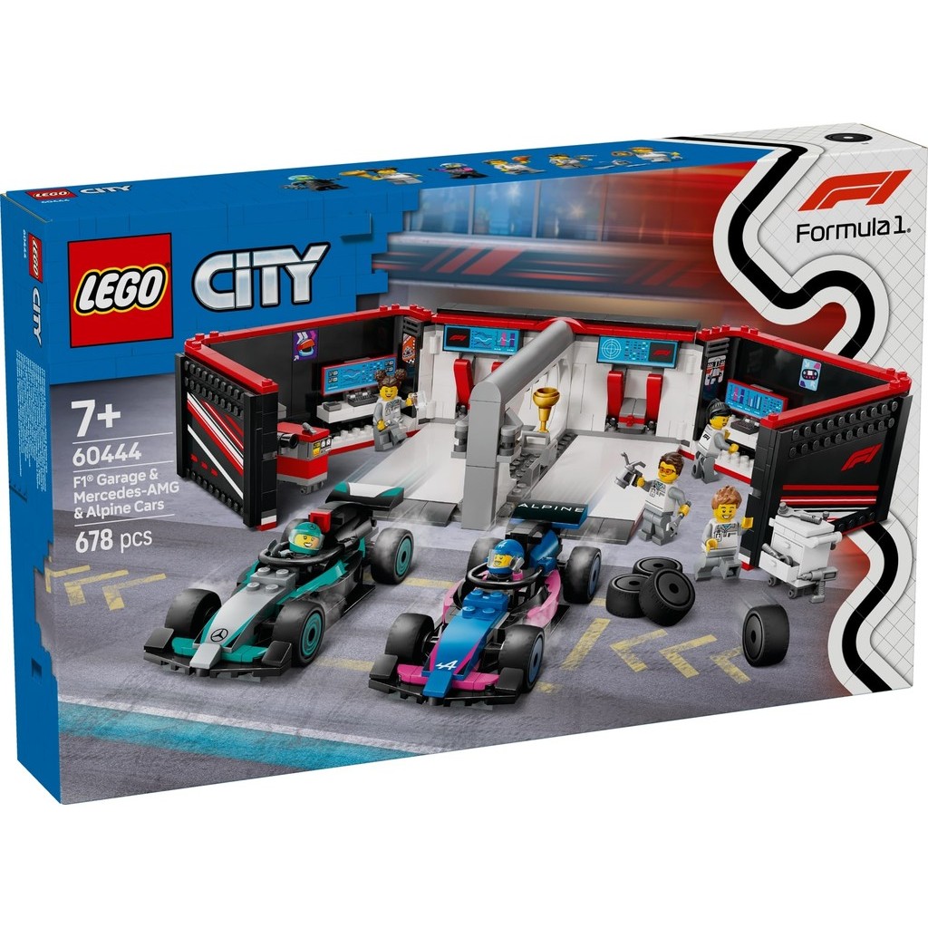 LEGO 60444 City Fomula F1 Garage & Mercedes-AMG & Alpine Cars Building Toy Set (678 ชิ้น)