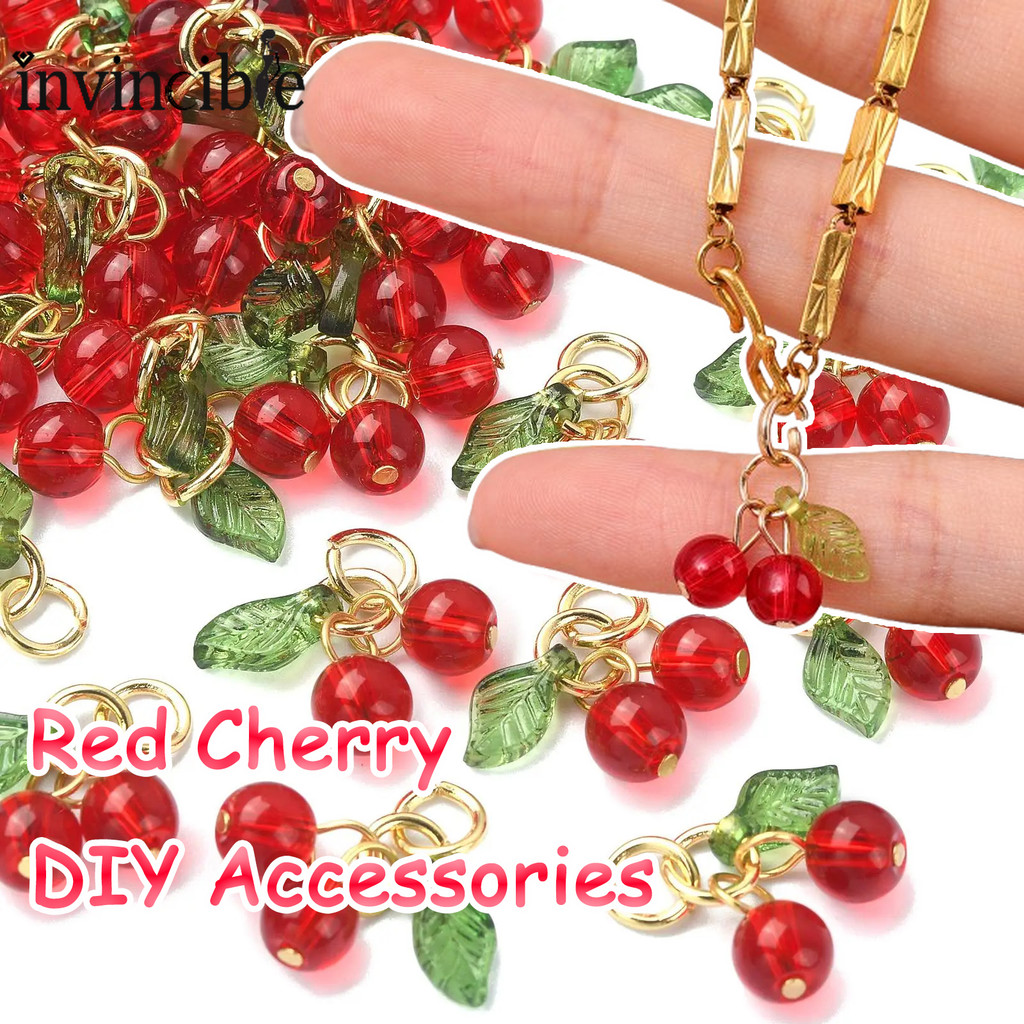 10ชิ้นผลไม้สีแดงเชอร์รี่จี้ทําเองอุปกรณ์เสริม-แก้วลูกปัดเครื่องประดับเชอร์รี่ทําอุปกรณ์สําหรับสร้อยคอ,ต่างหู,สร้อยข้อมือ,อุปกรณ์งานฝีมือ