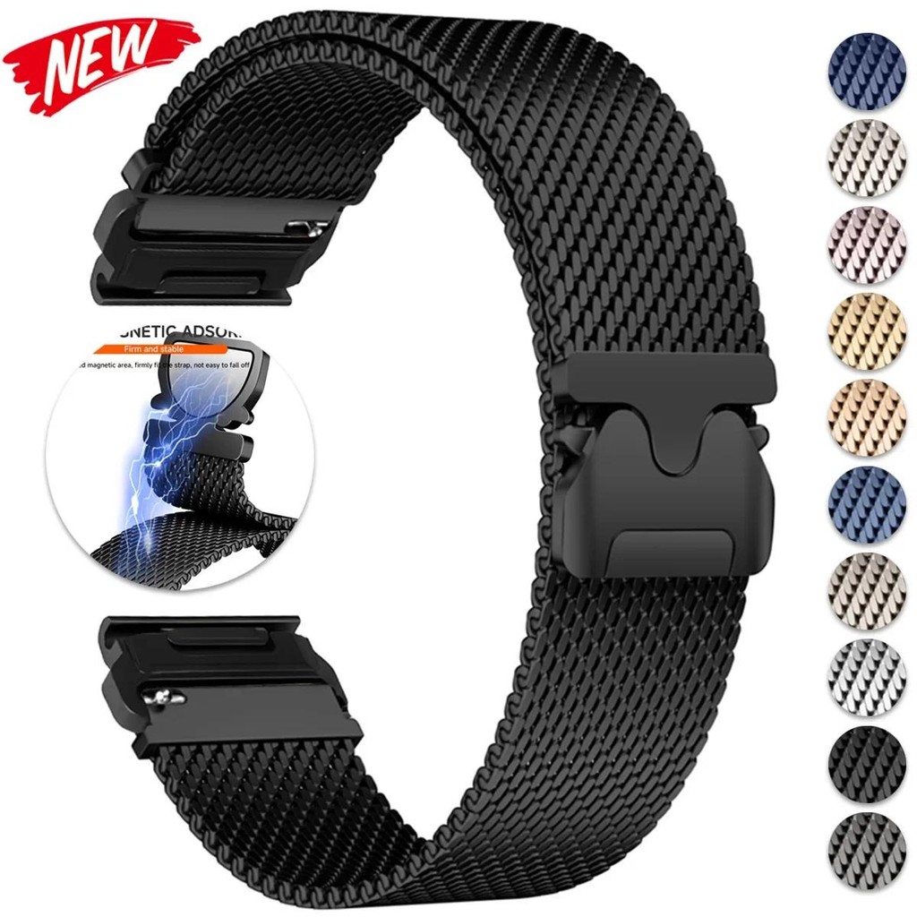 สายสแตนเลสแม่เหล็กสําหรับ Garmin Fenix 7X 7 Pro Fenix 6X 6 5X 5Plus Tactix 7 Forerunner 965 955 Quick Fit สร้อยข้อมือ