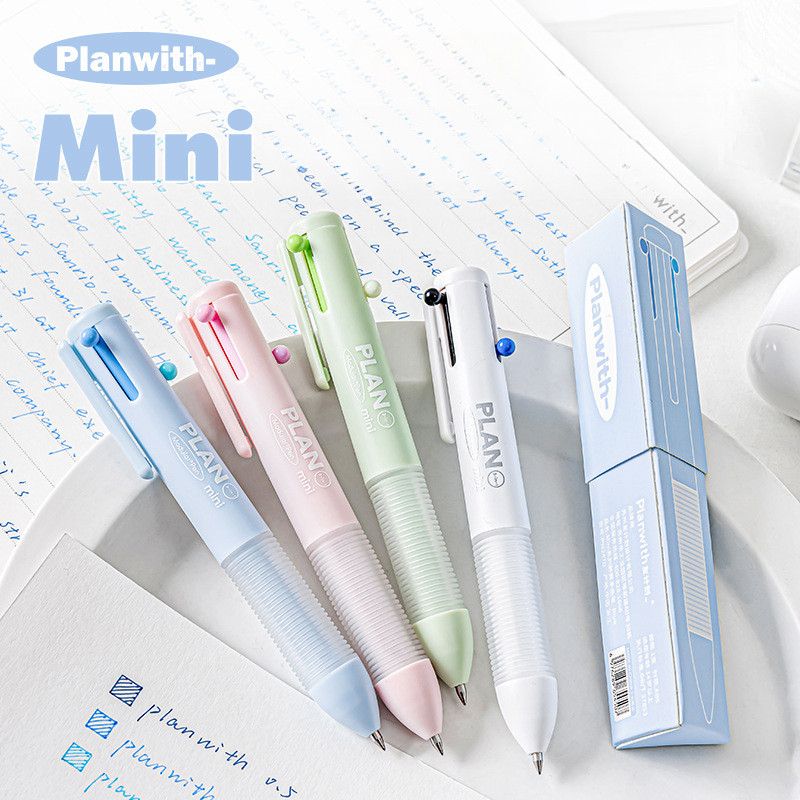 Planwith Mini Fat Tri Color Neutral Pen ปากกาซิลิโคนอ่อนนุ่ม Grip นักเรียนกดโมดูลปากกา 0.5
