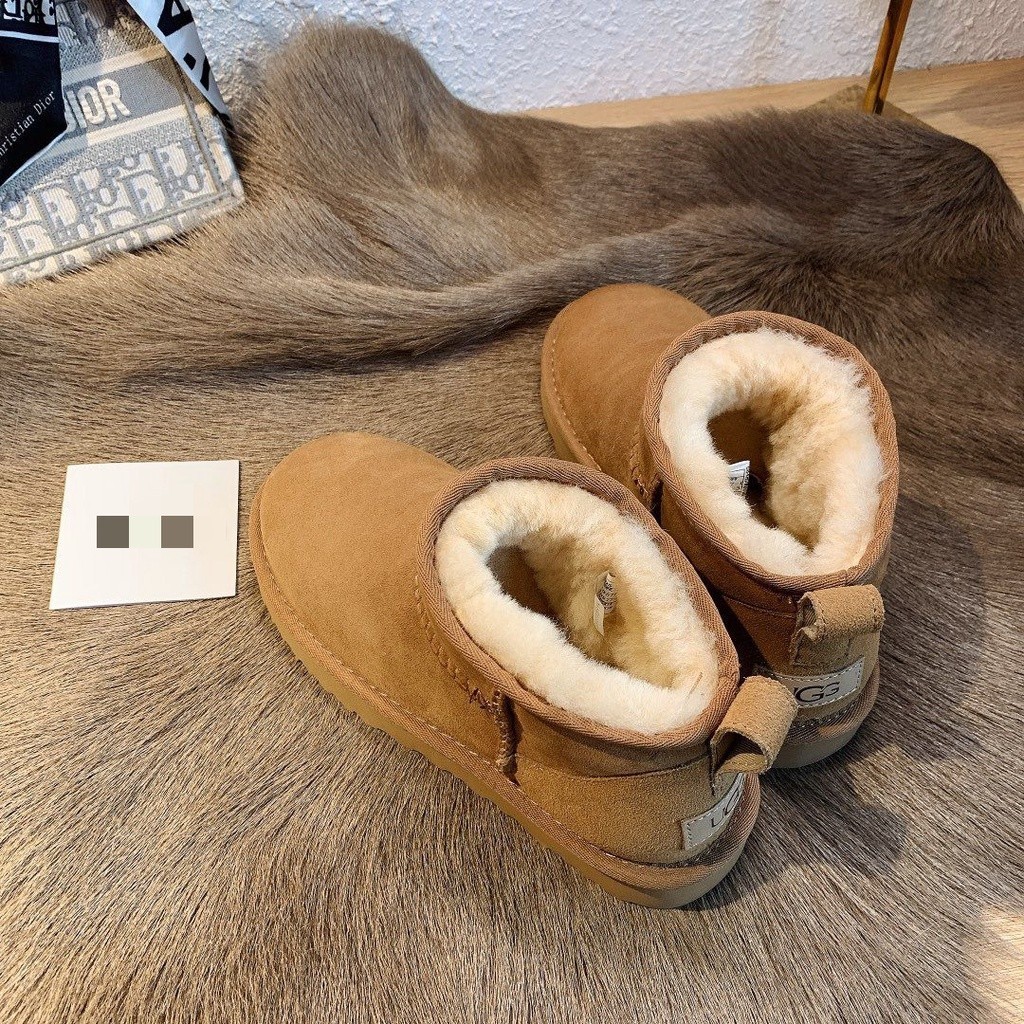 UGG Cowhide Short Boots กำมะหยี่หนา กันลื่นและแฟชั่น