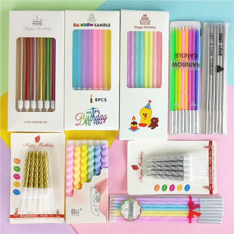 INS เกาหลีมาการองสีลูกกวาดเกลียวบิดวันเกิดเรียวเทียนไร้ควันตกแต่งงานปาร์ตี้
